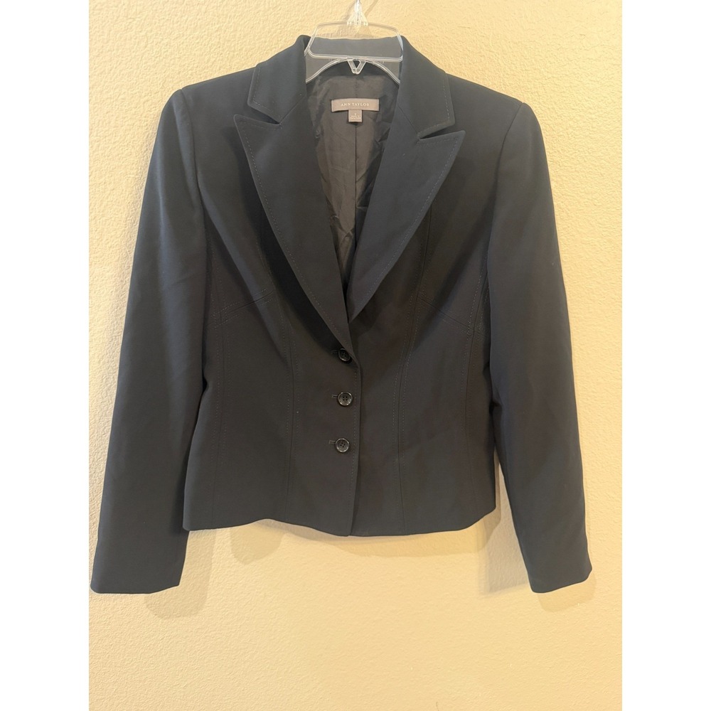 Ann Taylor Womens Black Blazer Jacket‎ Size 2 Single Button Professional Office